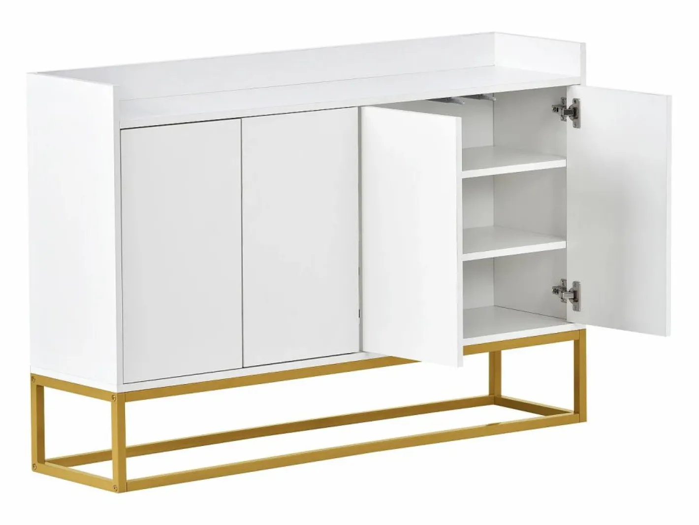 Hauss Spole Aparador De Cocina|Aparador 120x30x80cm con 4 puertas sin tiradores, patas de metal dorado, cuerpo