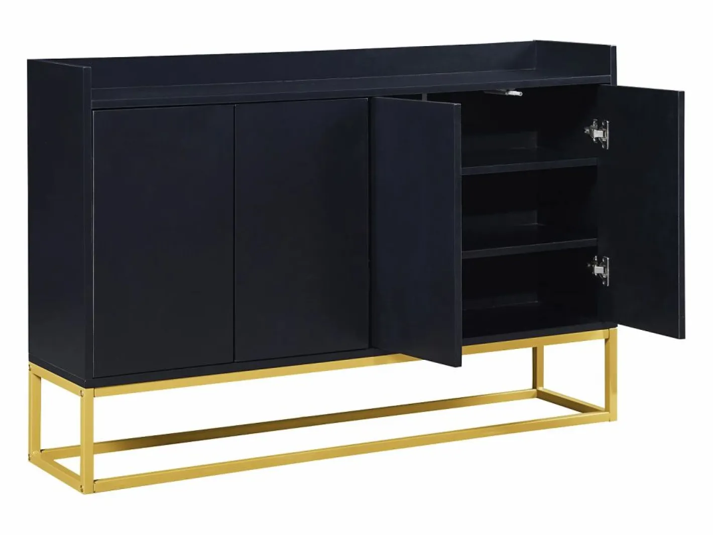 Hauss Spole Aparador De Cocina|Aparador 120x30x80cm con 4 puertas sin tiradores, patas de metal dorado, cuerpo