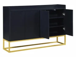 Hauss Spole Aparador De Cocina|Aparador 120x30x80cm con 4 puertas sin tiradores, patas de metal dorado, cuerpo