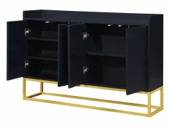 Hauss Spole Aparador De Cocina|Aparador 120x30x80cm con 4 puertas sin tiradores, patas de metal dorado, cuerpo