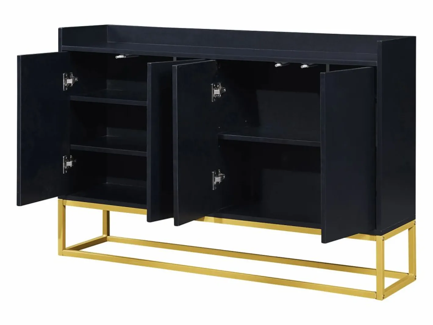 Hauss Spole Aparador De Cocina|Aparador 120x30x80cm con 4 puertas sin tiradores, patas de metal dorado, cuerpo