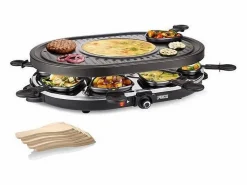 Princess Pequeño Electrodoméstico|Aparato para raclette 8 personas 1200W, termostato ajustable, placa grill antiadherente extraíble