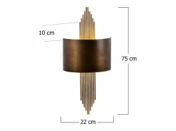 OZAIA Aplique de arte déco de metal - Ancho 22 x Alt. 75 cm - SANGARIUS Dorado Best
