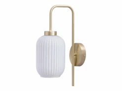 OZAIA Aplique de latón dorado y vidrio blanco L.25 x Alt.41 cm - LOUXOR Blanco / Dorado New