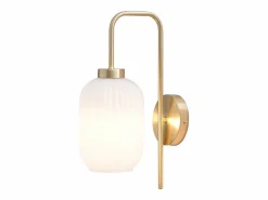 OZAIA Aplique de latón dorado y vidrio blanco L.25 x Alt.41 cm - LOUXOR Blanco / Dorado New