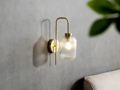 OZAIA Aplique Para Pared|Aplique de pared de metal y cristal acanalado - An. 25 x Al. 41 cm - - LOUXOR