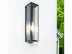 Ledkia Aplique de Pared Exterior Metal y Cristal Taiga Negro Sale