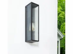 Ledkia Aplique de Pared Exterior Metal y Cristal Taiga Negro Sale