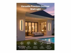 Iluminación Exterior|Aplique de Pared SucceBuy Exterior, 11 W, Iluminación Exterior de Pared, Lote de 2, Apliques de Pared Modernos LED 60 cm, Ajustable 2700 K-6000 K, Estanco IP65