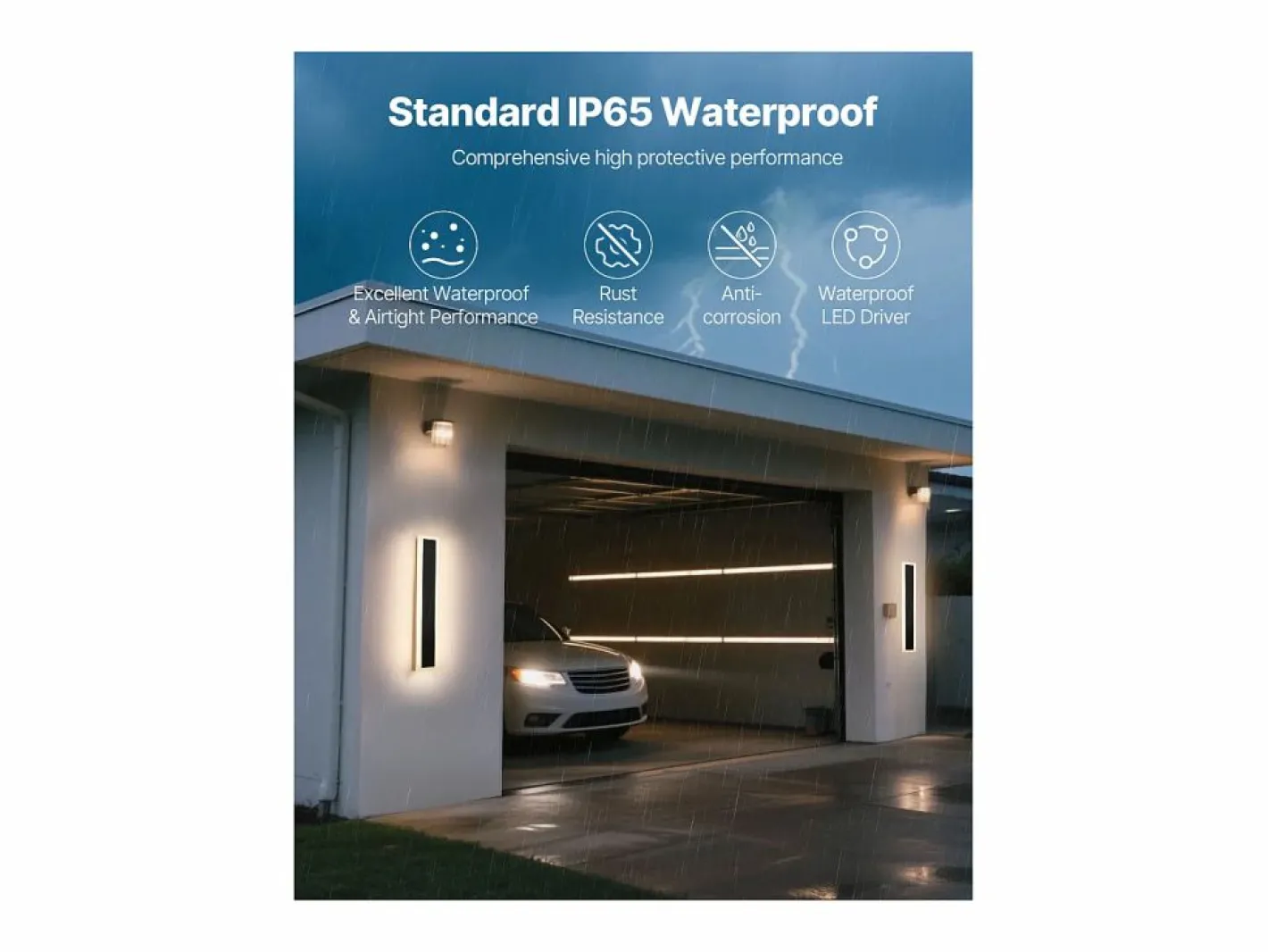 Iluminación Exterior|Aplique de Pared SucceBuy Exterior, 11 W, Iluminación Exterior de Pared, Lote de 2, Apliques de Pared Modernos LED 60 cm, Ajustable 2700 K-6000 K, Estanco IP65