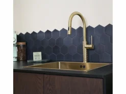 Essebagno Grifo De Cocina|Architek mezclador de fregadero con rociador extraíble oro cepillado