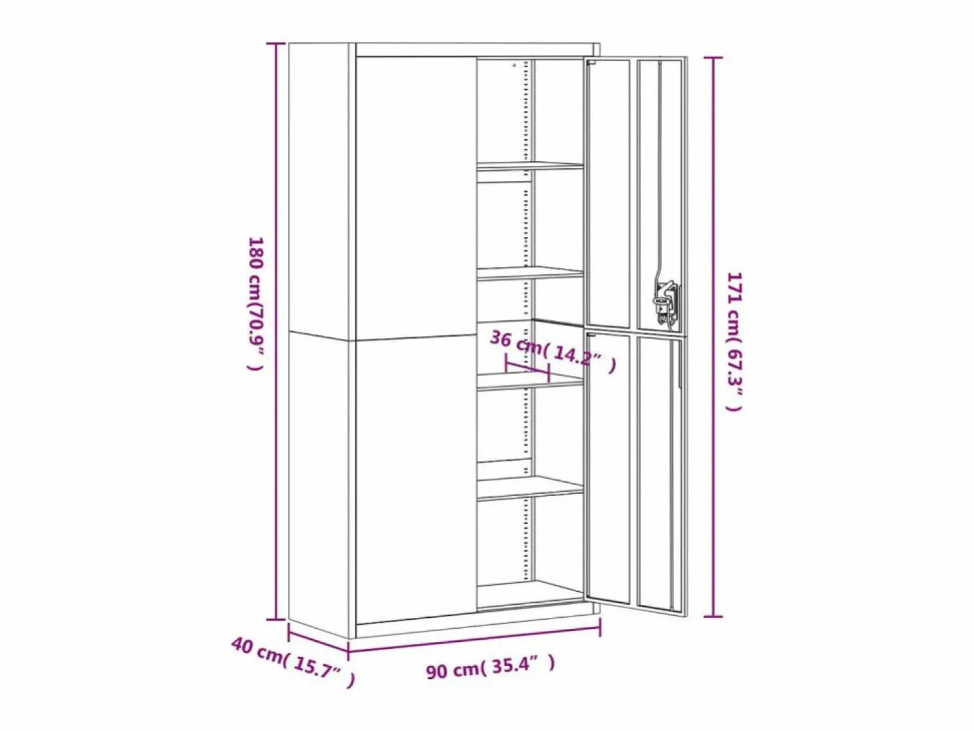 Armario Oficina|Archivador 90x40x180 cm acero