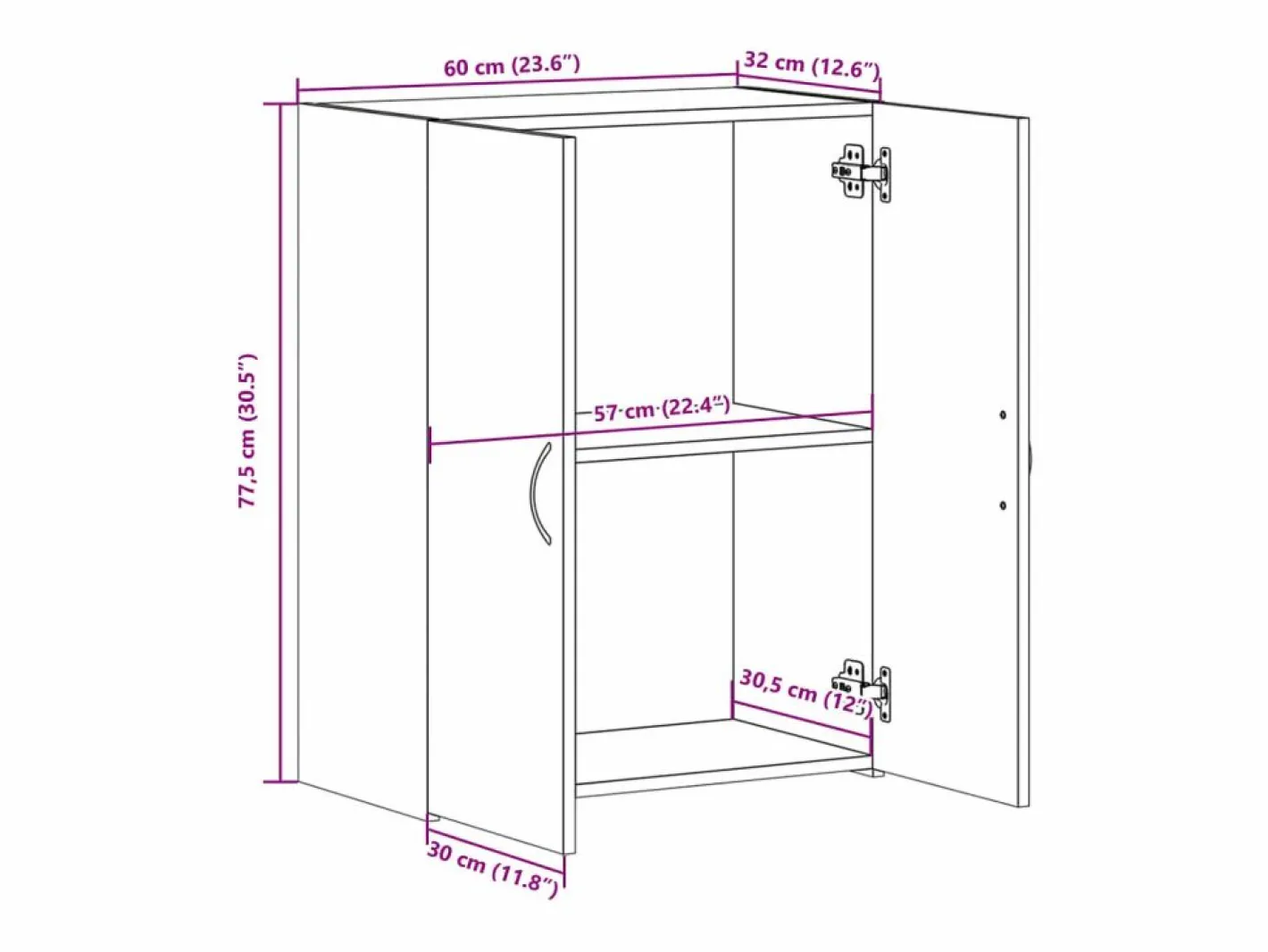 Archivador 60x32x77,5 cm madera de ingeniería Blanco Sale