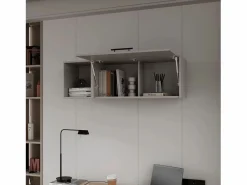 TuHome Armario Oficina|Archivador de pared en melamina con 3 estantes y puerta abatible superior , , 37.8 cm X 119.9 cm X 33 cm