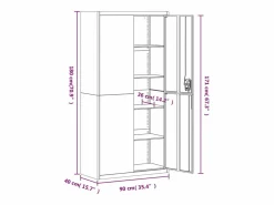 Archivador claro 90x40x180 cm acero Gris Online