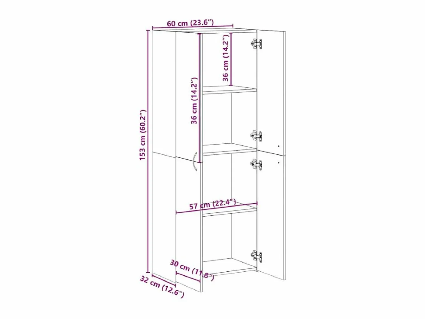 Archivador Sonoma 60x32x153cm madera de ingeniería Gris Sale