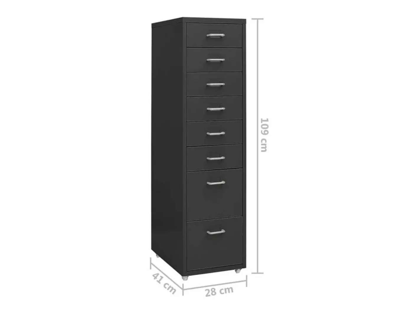 Archivador Móvil Antracita 28x41x109 cm Metal Marru00f3n Clearance