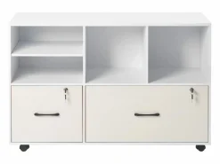 Cajonera De Escritorio|Archivador Móvil SucceBuy de Madera, Mueble de Oficina con 2 Cajones, Estantes Abiertos y Ajustables, Bloqueable, para Oficina,