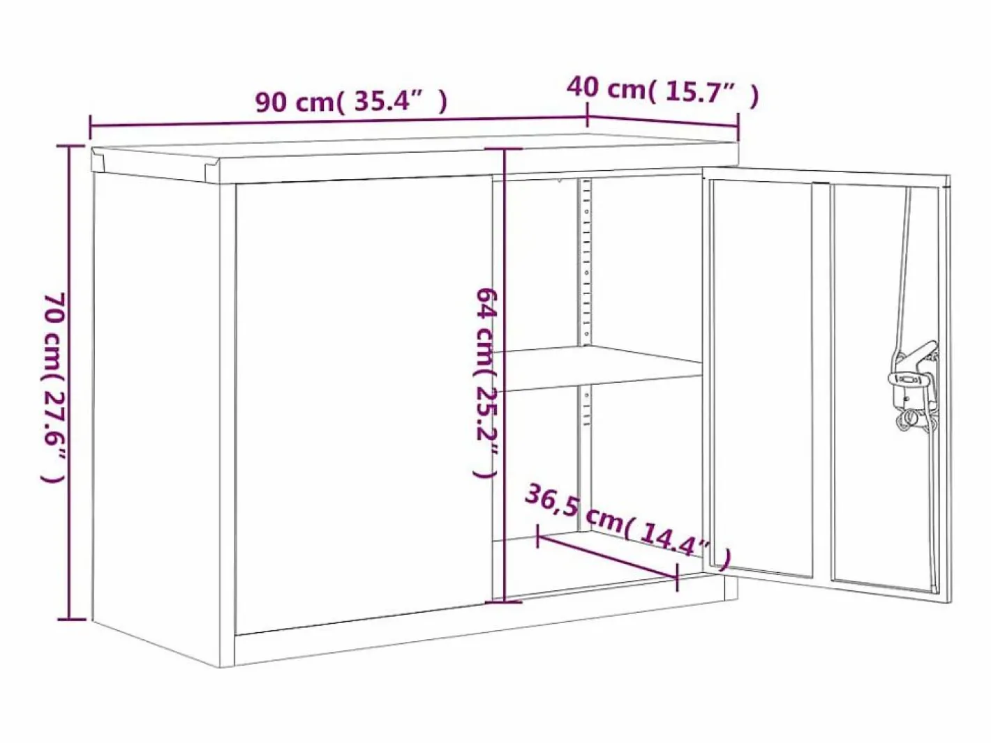 Armario Oficina|Archivador 90x40x70 cm acero