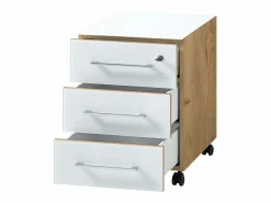 vidaxl Archivo con ruedas Gw-Monteria repro roble Navarra y blanco Color natural claro / Blanco Clearance