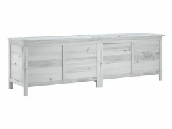 vidaxl Arcón de jardín madera maciza abeto 198,5x50x56,5 cm Blanco New