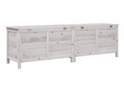 vidaxl Arcón de jardín madera maciza abeto 198,5x50x56,5 cm Blanco New