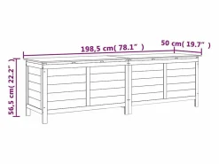 vidaxl Arcón de jardín madera maciza abeto 198,5x50x56,5 cm Blanco New