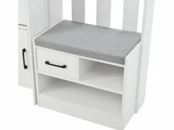 Hauss Spole Armario De Entrada|Armadietto bianco con 2 cassetti, 2 ante, panca e ganci, pannello forato 110x35x175,5cm