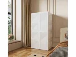 Muebles Niño|Armario - con 8 compartimentos y 6 puertas transparentes - armario plegable multifuncional con barra para colgar - 69 x 136 x 50 cm