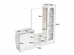 Armario 6 en 1 - 163 x 35 x 161 cm - espejo + banco y zapatero + vitrina + LED - aglomerado -^Merax Best