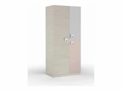 Loungitude Muebles Niño|Armario 3 puertas aglomerado rosa 200x90x52cm