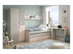 Loungitude Muebles Niño|Armario 3 puertas aglomerado rosa 200x90x52cm