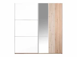 Vente-unique armario 2 puertas con espejo L203 cm en y natural claro - ADOSILA Blanco Online