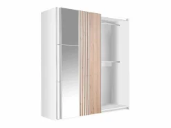 Vente-unique armario 2 puertas con espejo L203 cm en y natural claro - ADOSILA Blanco Online