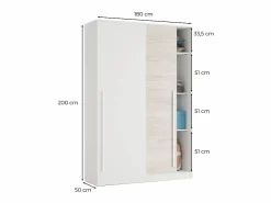 Loungitude Armario 2 puertas correderas aglomerado 200x120x50cm Blanco New