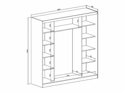 Vente-unique Armario|Armario 2 puertas correderas con espejo An200 cm - OCHIRA