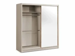 Vente-unique Armario|Armario 2 puertas correderas con espejo L203 cm color beige y natural - CALOWI