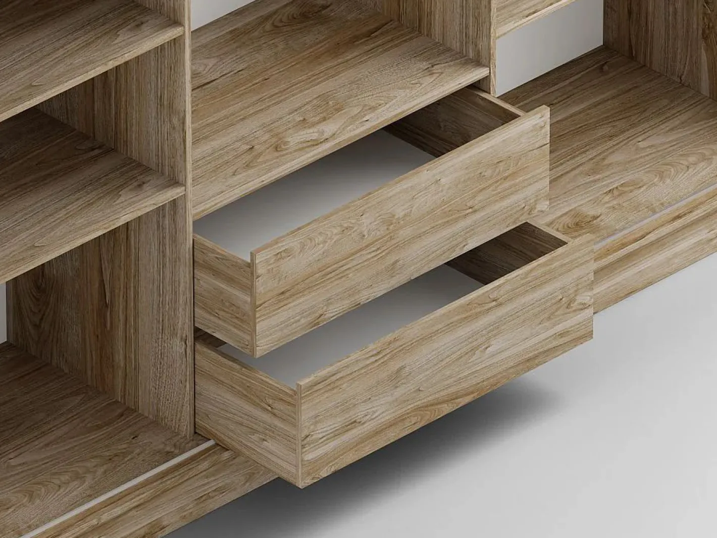 Vente-unique Armario 3 puertas correderas con espejo L250 natural y blanco LEOVIA Color natural claro / Blanco Sale