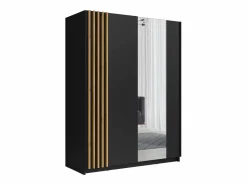 Vente-unique Armario 2 puertas correderas con espejo L200 cm color y natural - CALELA Negro Best