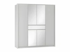 Vente-unique Armario|Armario 6 puertas y 1 cajón con espejo 200 cm color ZADIA