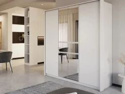 Vente-unique Armario|Armario 6 puertas y 1 cajón con espejo 200 cm color ZADIA