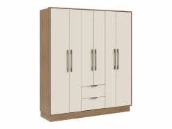 Vente-unique Armario|Armario 6 puertas y 2 cajones L162 cm en color beige y natural - FEOVA