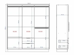 Vente-unique Armario|Armario 6 puertas y 2 cajones L162 cm en color beige y natural - FEOVA