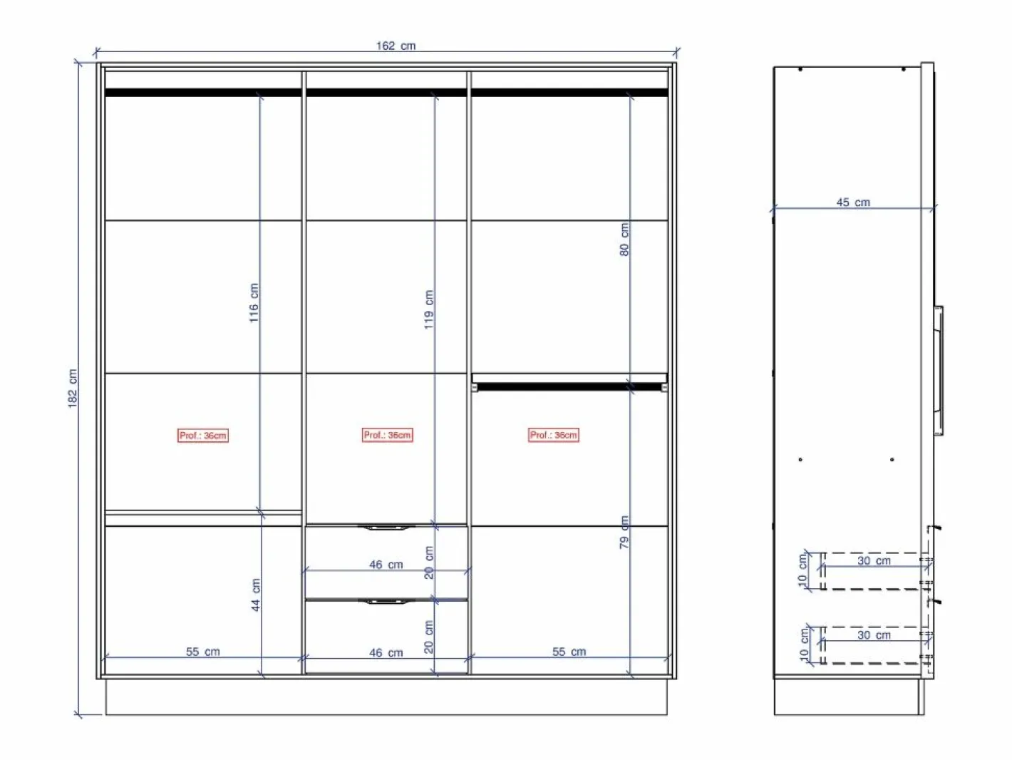 Vente-unique Armario|Armario 6 puertas y 2 cajones L162 cm en color beige y natural - FEOVA
