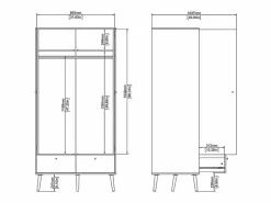 Calicosy Armario 2 puertas y 2 cajones con patas de madera H200,1 cm - TARP Gris Hot