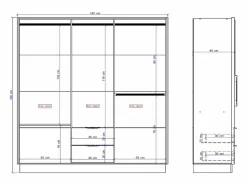Vente-unique Armario 6 puertas y 2 cajones de 162 cm - FEOVA Blanco Online