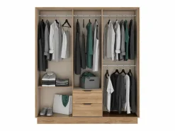 Armario 6 puertas y 2 cajones Ancho 162 en natural - FEOVA^Vente-unique Clearance