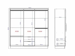 Armario 6 puertas y 2 cajones Ancho 162 en natural - FEOVA^Vente-unique Clearance