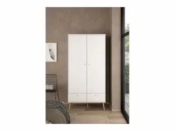 Calicosy Mueble Perchero|Armario 2 puertas y 2 cajones con patas de madera H200,1 cm - TARP