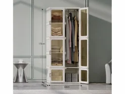 Armario 69 x 170 x 50 cm (An x Al x Pr) Fácil montaje Armario con puertas magnéticas Blanco Clearance